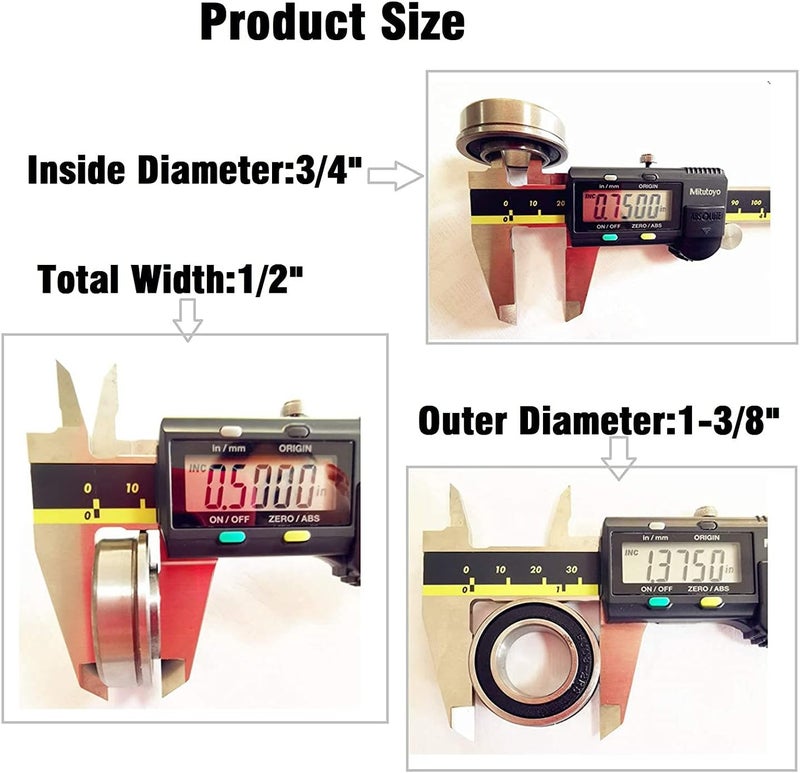 WAYMASTER 8 Pack Flanged Ball Bearings ID 3/4 x OD 1-3/8 Inch, Applicable Lawn Mower, Wheelbarrows, Carts & Hand Trucks Wheel, Replacement 532009040, AM118315, AM127304, 10513, 251210 Etc - Image 2