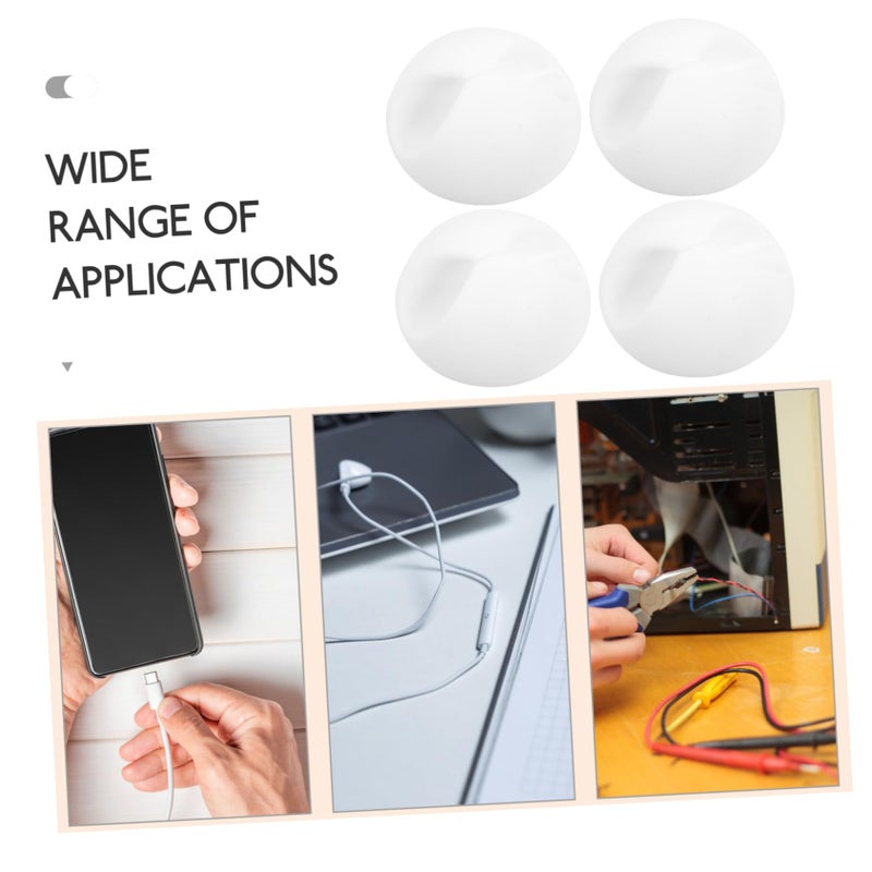 White 8 Pack Adhesive Cable Clips Cord Organizer For USB Wires Headphones Home Office Car - Image 5