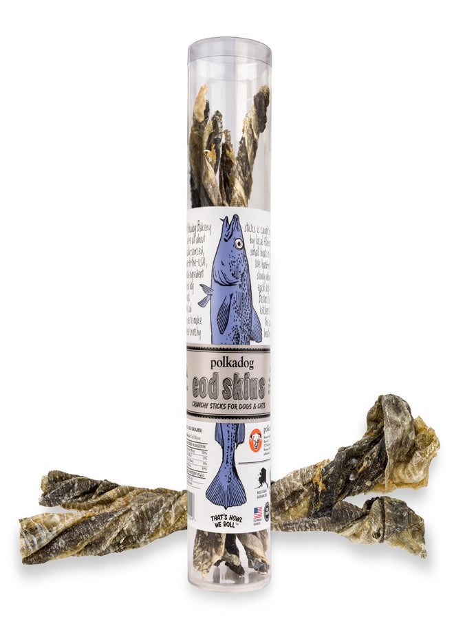 Polkadog Cod Skins for Dogs (4.7oz Regular) - Single Ingredient, Wild-Caught Fish Skin Natural Dog Treat Chews. High in Lean Protein & Omega 3. Hypoallergenic, Grain Free. Handcrafted & Made in USA - Image 1