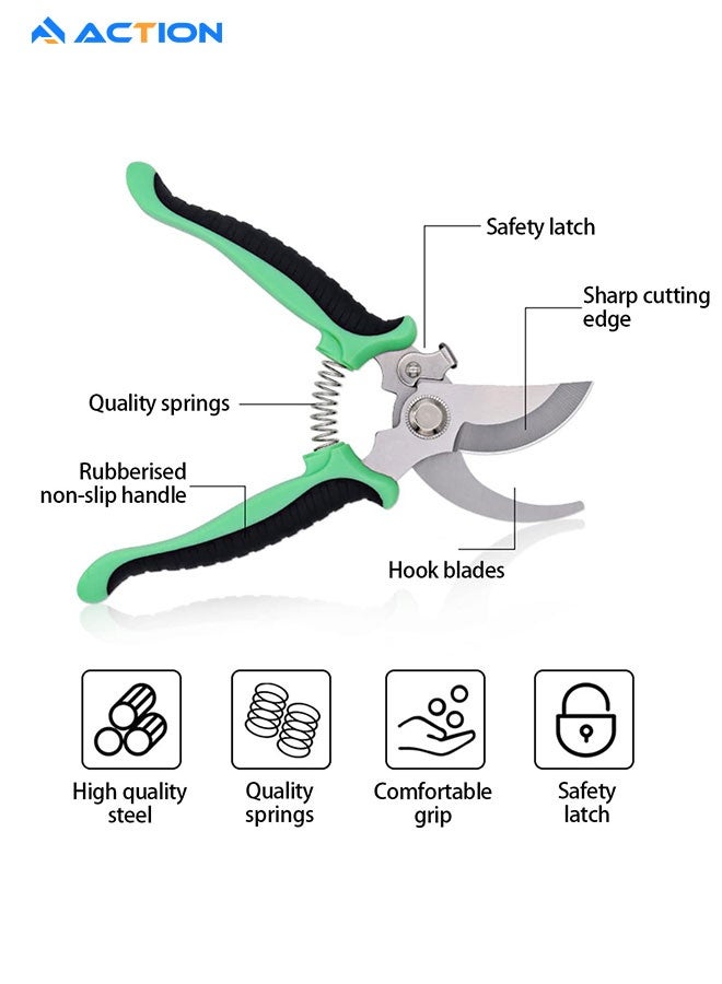 أكشن مقصات تقليم، مقصات تقليم الحدائق، مقصات يدوية احترافية شديدة التحمل، مقصات تقليم الحدائق، مقصات الحدائق، مقصات التحوط، أدوات البستنة (خضراء) - Image 4