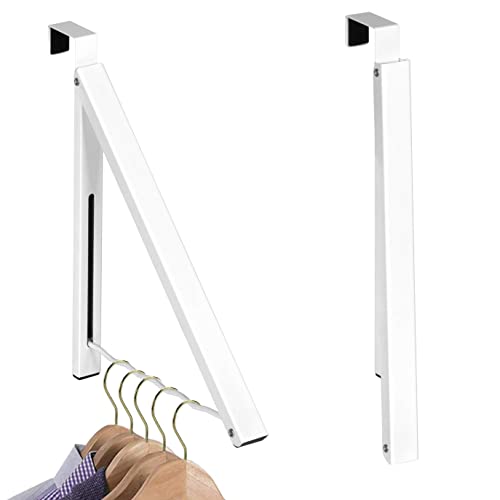 HOLDN’ STORAGE Over The Door Hanger - Single Foldable Rack Organizer for Hanging Clothes, Coats & Towels, Ideal for Dorm Rooms, Laundry, Bathrooms, Etc - Holds up to 20 LBs, Collapsible - White - Image 1