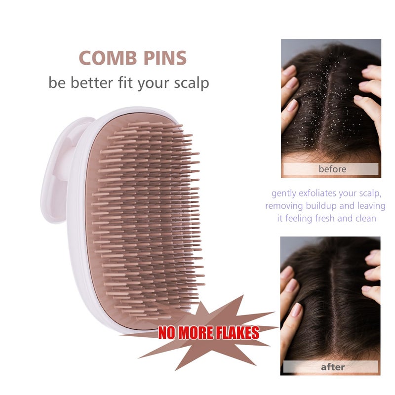 Rebex Scalp Massager Shampoo Brush,Scalp Scrubber,Exfoliator for Removing Dandruff & Hair Growth,Detangling Scrubber for All Hair(WhiteBrown) - Image 5