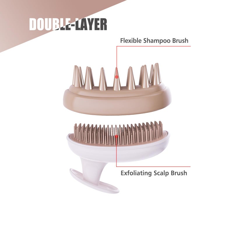 Rebex Scalp Massager Shampoo Brush,Scalp Scrubber,Exfoliator for Removing Dandruff & Hair Growth,Detangling Scrubber for All Hair(WhiteBrown) - Image 3