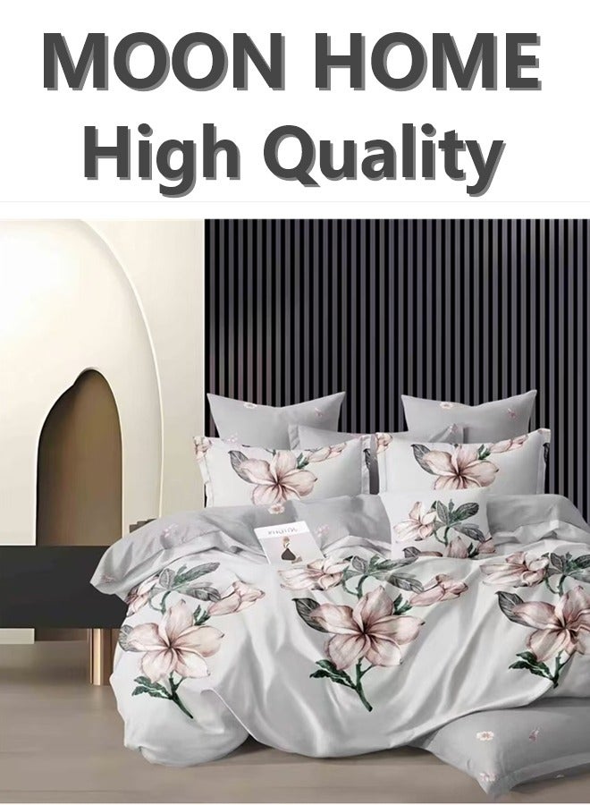 طقم أغطية لحاف فاخر مكون من 6 قطع - مقاسات كينغ / كوين / مفرد - يشمل غطاء لحاف، شريحة ملائمة و 4 أغطية وسائد - بياضات أنيقة ومريحة