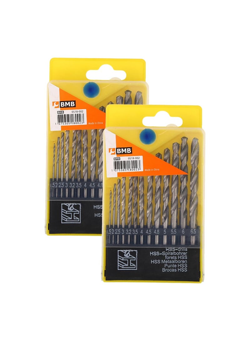 BMB Daily repeated use trusted quality TOOLS Drill Bit Set-2 Packs of 13 Pieces - Jobber Drill Bits Twist Fluted Bits for Metal Wood Plastic Metal Ceramic Masonry Home Furniture Making and Construction Repairs Maintenance Improvements All-item matching trendy build - Image 1