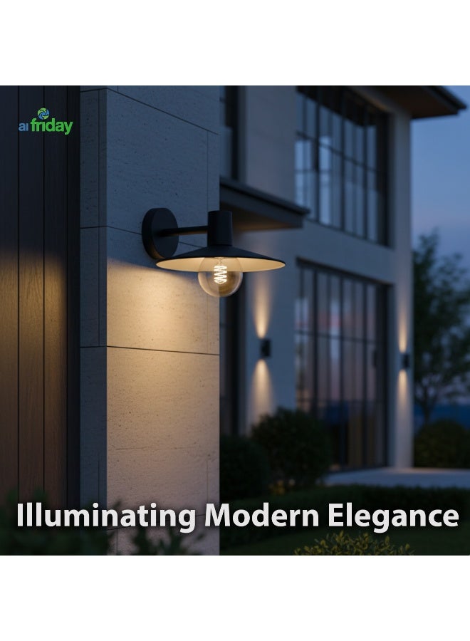 ALFRIDAY Outdoor Modern Wall Sconce, Matte Black, E27 Holder, IP67 - Image 2