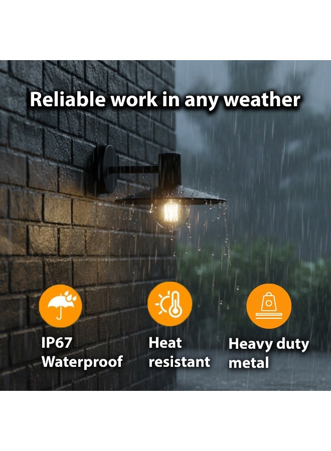 ALFRIDAY Outdoor Modern Wall Sconce, Matte Black, E27 Holder, IP67 - Image 4