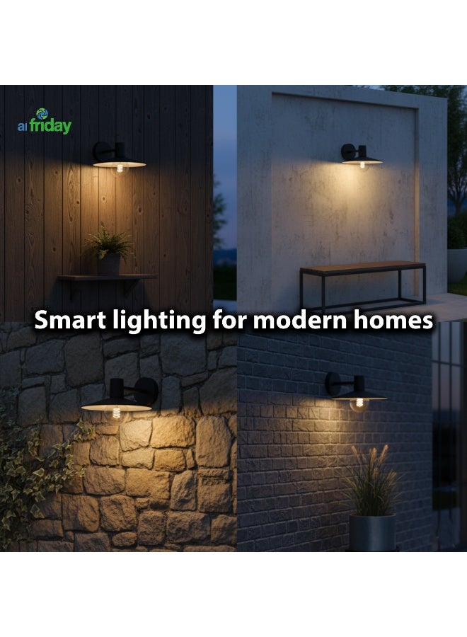 ALFRIDAY Outdoor Modern Wall Sconce, Matte Black, E27 Holder, IP67 - Image 3