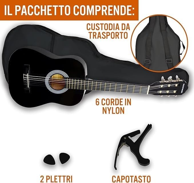 MegArya 3rd Avenue XF 3/4 Size Kids Classical Guitar Pack - Image 3