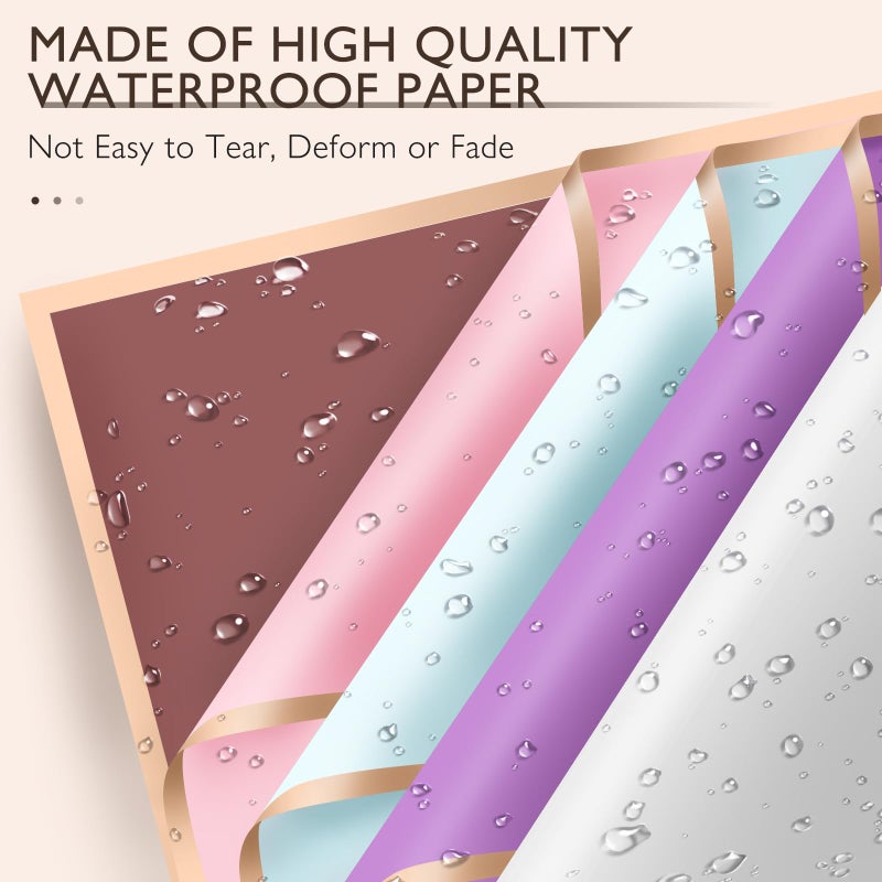 iMXPW 100 Sheets Flower Wrapping Paper with Pure Color Flower Bouquet Wrapping Paper for Waterproof DIY Crafts Packaging, 22.8x22.8 inch (10 Colors) with 3 Ribbons - Image 3