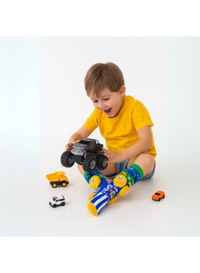 Glitters Kids 3D Novelty Knee-High Socks – 2 Pair Pack (Shark & Monster Truck) – Fun Character Socks with 3D Fins & Wheels – Soft, Stretchy & Comfortable Socks for Boys & Girls - Image 5