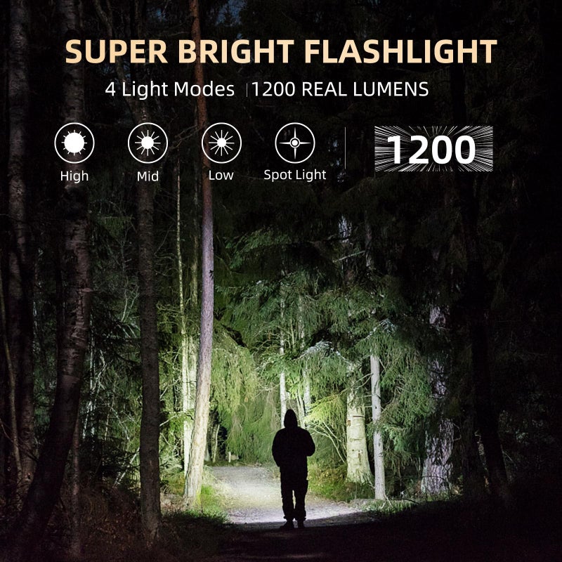 ROYTOA Pocket Flashlight Rechargeable Work Light EDC Slim Flat Flashlight 1200 Lumens with Magnetic Base&Back, Proximity Sensor, Clip for Pocket, IPX7, Dual Light Source, USB-C Port - Image 2