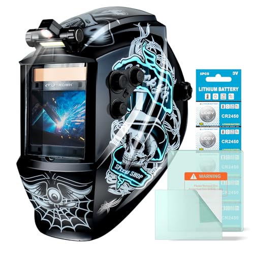 TRQWH Large View Auto Darkening Welding Helmet with Light True Color Solar Powered Welding Hood with 4 Arc Sensor Adjustable Wide Shade Range 4~5-8/9-13 Welder Mask for TIG MIG ARC Weld - Image 1