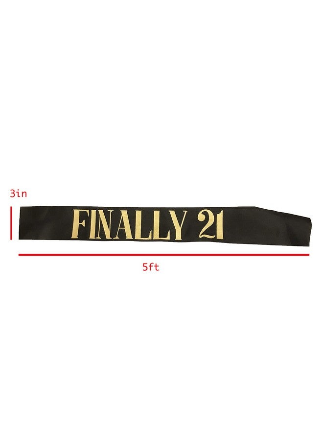 Dadam Birthday Sash Black Satin Finally 21 Sash with Gold Glitter Lettering Party Favors, Supplies and Decorations - Image 3