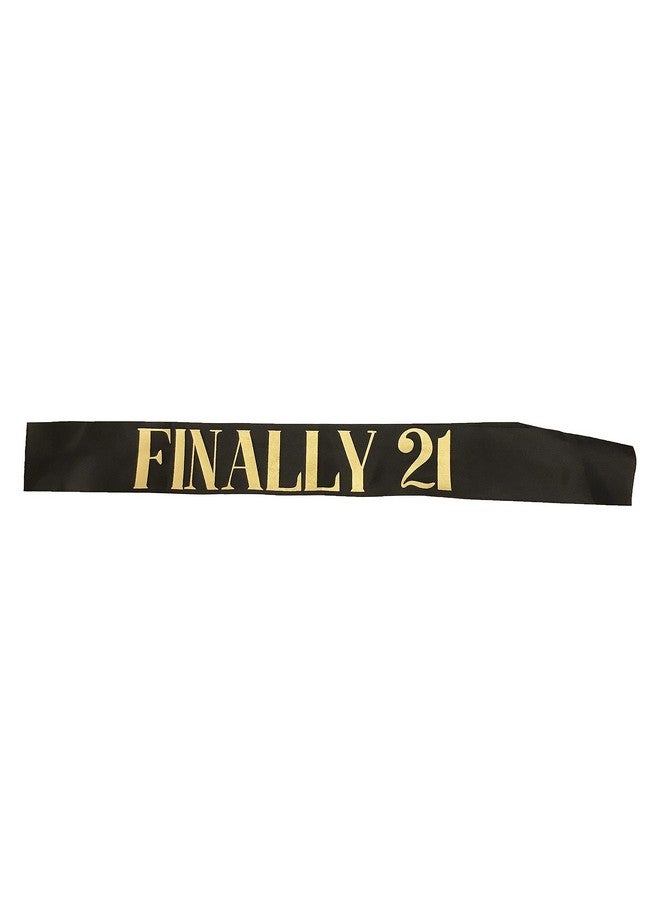 Dadam Birthday Sash Black Satin Finally 21 Sash with Gold Glitter Lettering Party Favors, Supplies and Decorations - Image 2