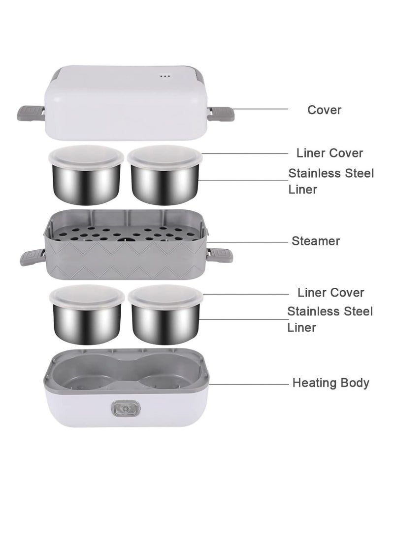 Generic Electric Lunch Box, Food Heater Leak-proof Portable Hot Meal Boxes, 2 Layers 4 Stainless Steel Steamer Food Insulation Lunch Box for Home Office Dormitory, 2L/110V/200W  - Image 2