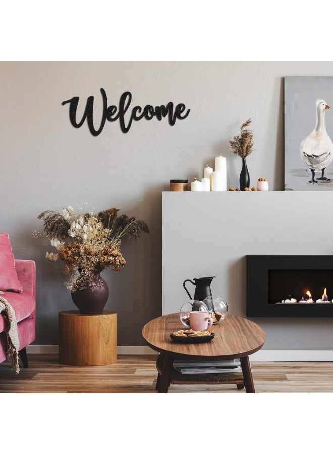 جيتك لوحة ترحيب خشبية من Jetec – ديكور جداري ريفي باللون الأسود للمدخل أو حائط المنزل (40 × 15.2 سم) - Image 2