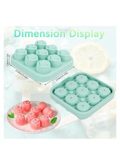 Generic 9 Hole Silicone Rose Ice Cube Mold Ball Maker with Lid Sphere Tray Mold Container For Cooling Whiskey Cocktail Juice Green  - Image 4