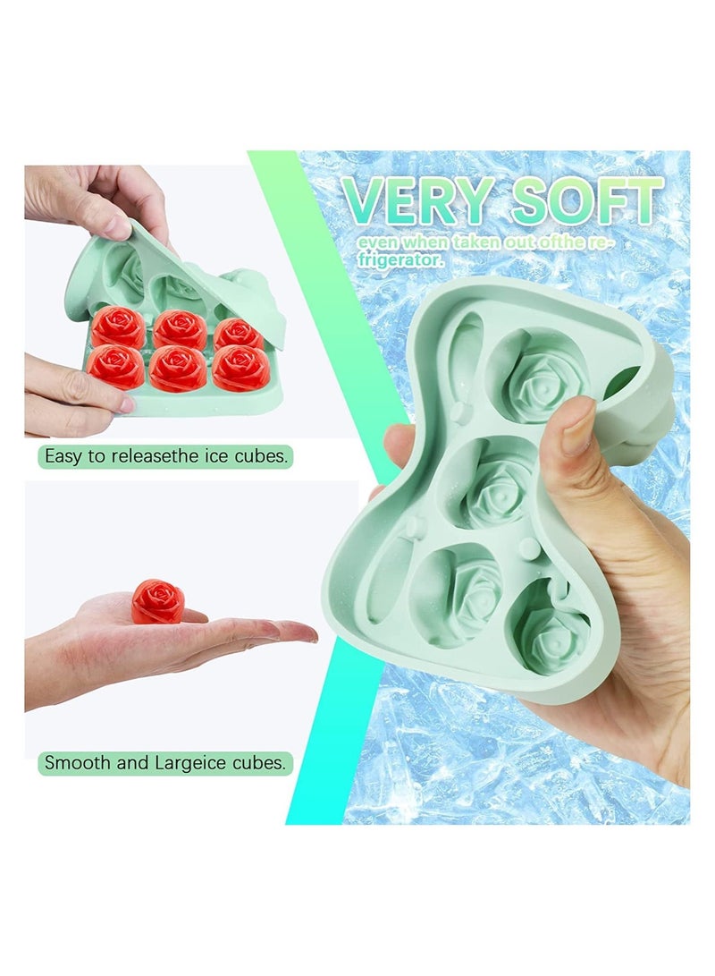 9 Hole Silicone Rose Ice Cube Mold Ball Maker with Lid Sphere Tray Mold Container For Cooling Whiskey Cocktail Juice Green - Image 2
