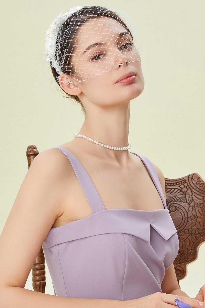 BABEYOND Bridal Wedding Veil Fascinator Mesh Lace Headband Tea Party Flower Fascinator Funeral Hats for Women - Image 3