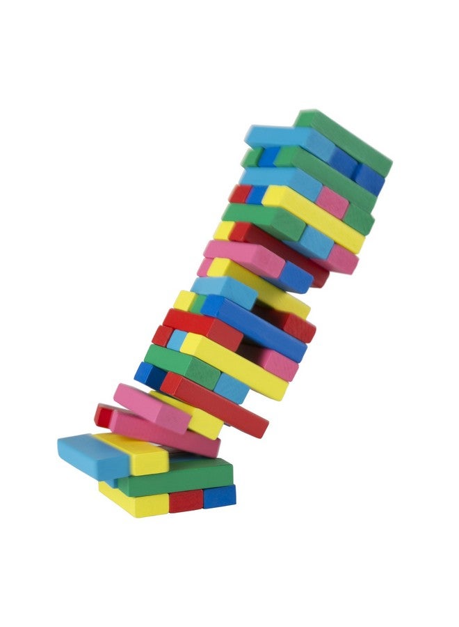 Hey! Play! Classic Wooden Blocks Stacking Game with Colored Wood and Carrying Bag for Indoor and Outdoor Play for Adults, Kids, Boys and Girls, 48 Blocks - Image 5