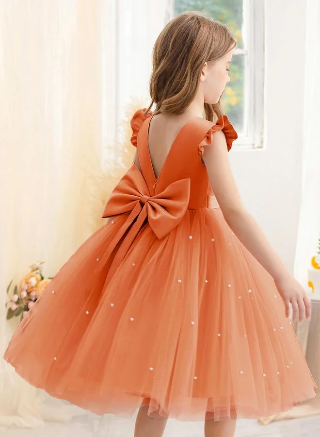 Take Two  Girls Solid Bow Tie Deep V-Back Princess Party Dress for Women | Best Price UAE