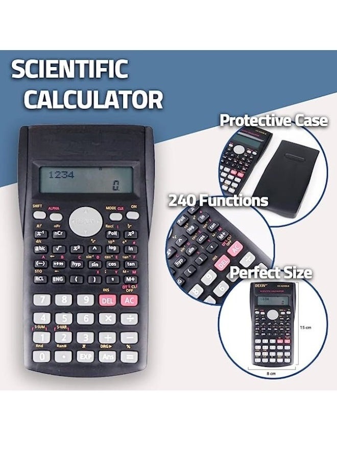 Dexim - 12-Digit Scientific Calculator Student Financial for use with Fractions Statistics Chemistry MathGeneral Calculator Battery Powered Lightweight Durable Long Lasting Design Black - Image 1