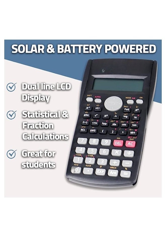 Dexim - 12-Digit Scientific Calculator Student Financial for use with Fractions Statistics Chemistry MathGeneral Calculator Battery Powered Lightweight Durable Long Lasting Design Black - Image 1