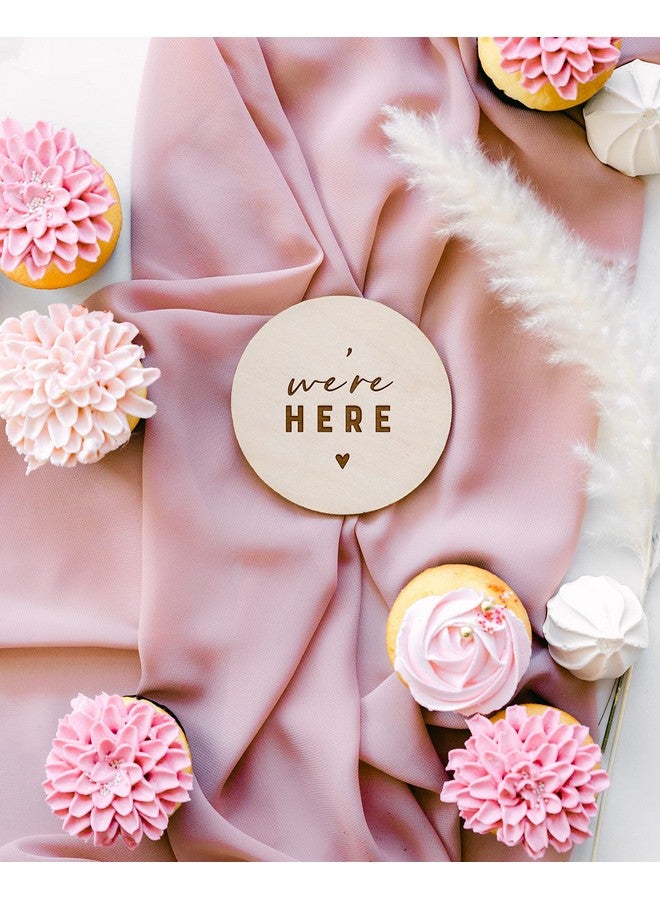 The Cotton & Canvas Co. The Cotton & Canvas Co. We're Here Newborn Twin Baby Announcement, Nursery Sign, Nursery Decor, Baby Shower, Modern, Wooden Plaque, Birth Prop, We're Expecting - Image 2