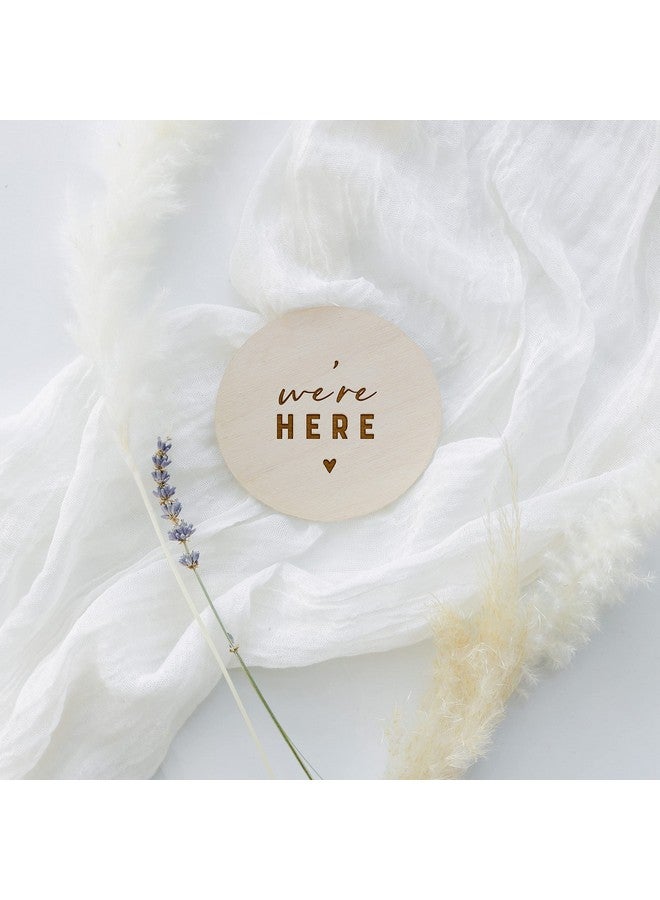 The Cotton & Canvas Co. The Cotton & Canvas Co. We're Here Newborn Twin Baby Announcement, Nursery Sign, Nursery Decor, Baby Shower, Modern, Wooden Plaque, Birth Prop, We're Expecting - Image 3