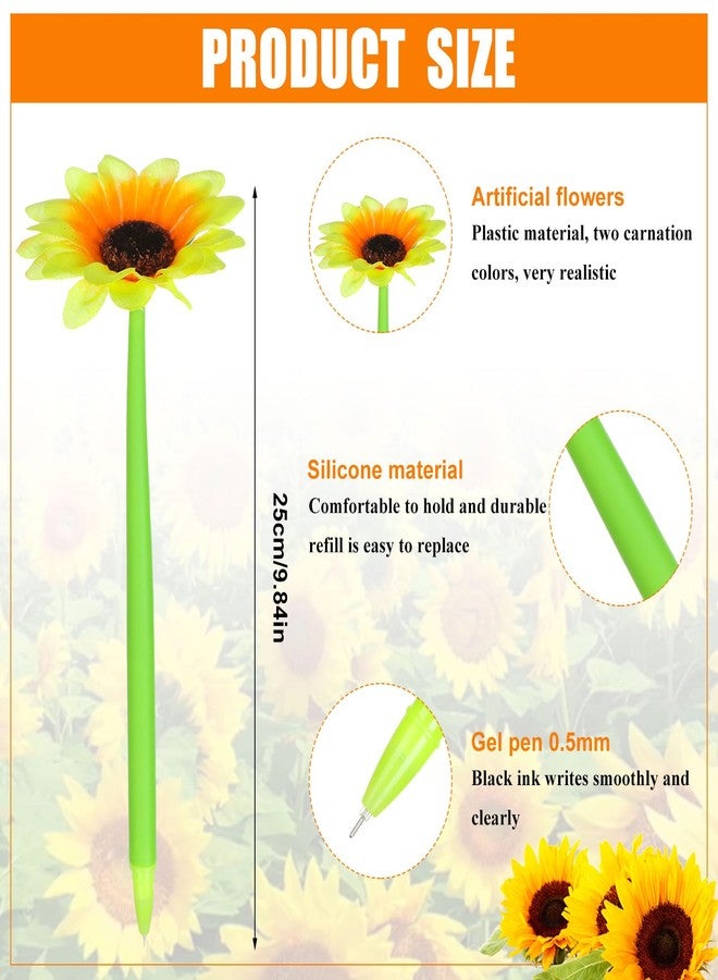 CoscosX 28 Pcs Sunflower Pens Artificial Yellow Flowers Ballpoint Pen Black Ink Retractable Floral Pen Creative Valentine's Day Writing Pens for Office Teacher Appreciation Gift Back to School Supplie - Image 2