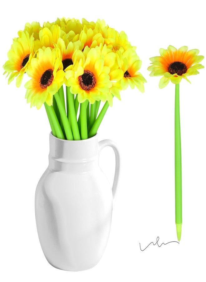 CoscosX 28 Pcs Sunflower Pens Artificial Yellow Flowers Ballpoint Pen Black Ink Retractable Floral Pen Creative Valentine's Day Writing Pens for Office Teacher Appreciation Gift Back to School Supplie - Image 1