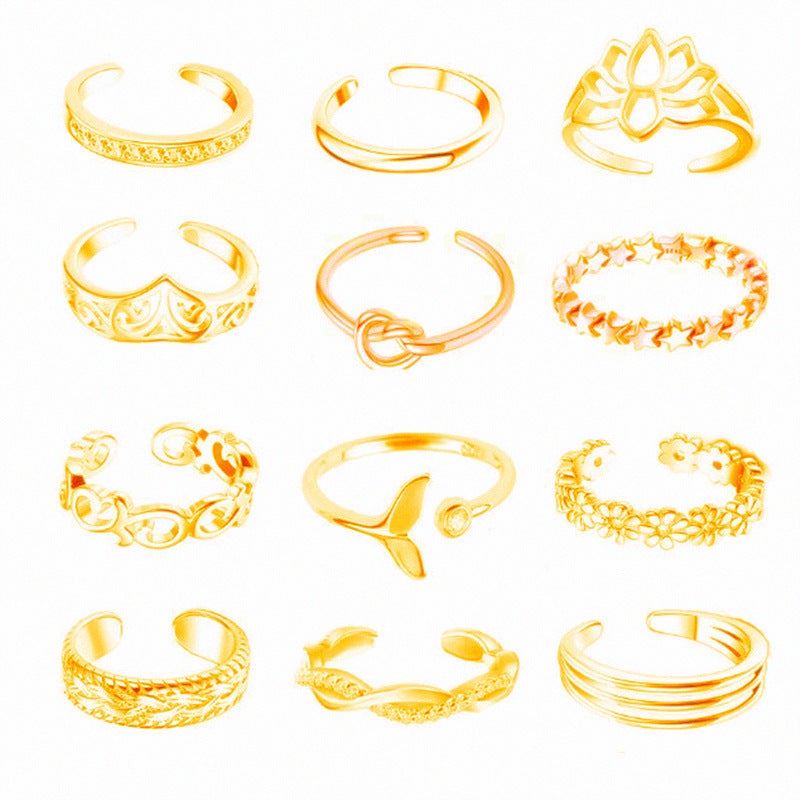 Lotus Knot Diamond Toe Ring for Women Golden sku6352 