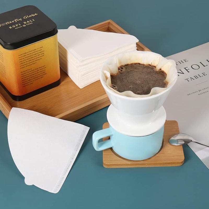 Set of Natural Unbleached Cone-Shaped Paper Coffee Filters for Pour-Over Drippers, a Disposable V60 Style Filter for a Clean Brew - Size 02, 1-4 Cups - Image 5
