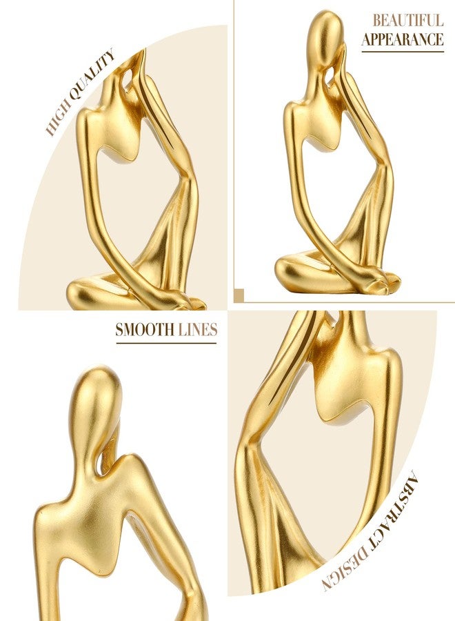 Qunclay 5 Pcs Gold Decor Accents Set Resin Thinker Statue Small Bird Figurines Abstract Decorative Modern Collectible Sculpture for Home Office Bookshelf Living Room Desktop Decor(Gold) - Image 3