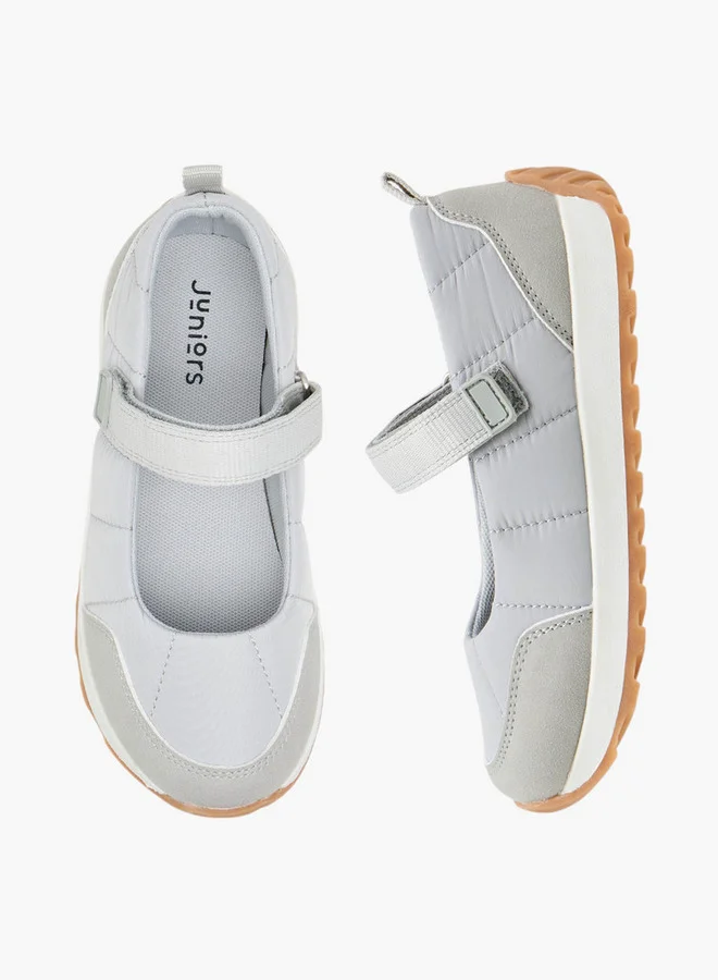 JUNIORS Girls Textured Mary Jane Shoes with Hook and Loop Closure
