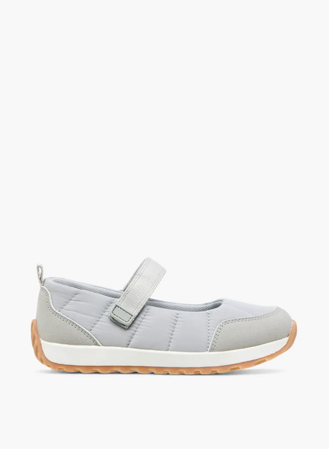 JUNIORS Girls Textured Mary Jane Shoes with Hook and Loop Closure