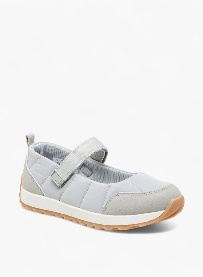 جونيورز حذاء ماري جين بناتي بنقوش مع إغلاق بشريط لاصق