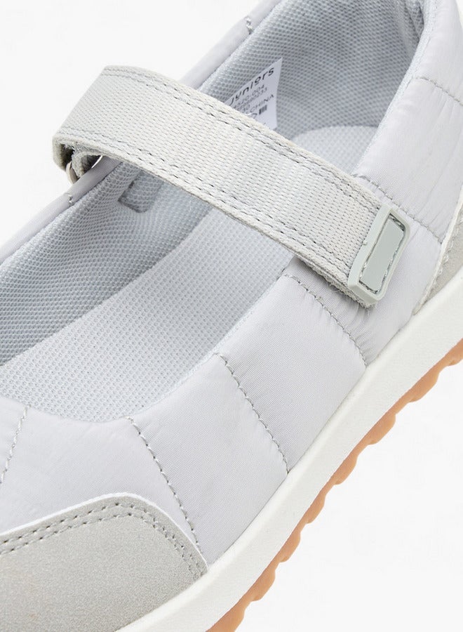 JUNIORS Girls Textured Mary Jane Shoes with Hook and Loop Closure - Image 4