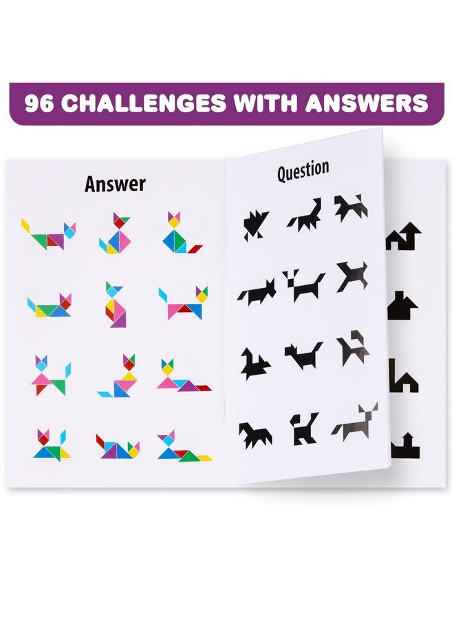 ArtCreativity Travel Tangram for Kids Ages 4-8 - Magnetic Tangram Puzzle Set with 7 Magnetic Tiles, Booklet with 96 Challenges, and Portable Book Cover - Travel-Friendly Road Trip Puzzles for Kids - Image 4