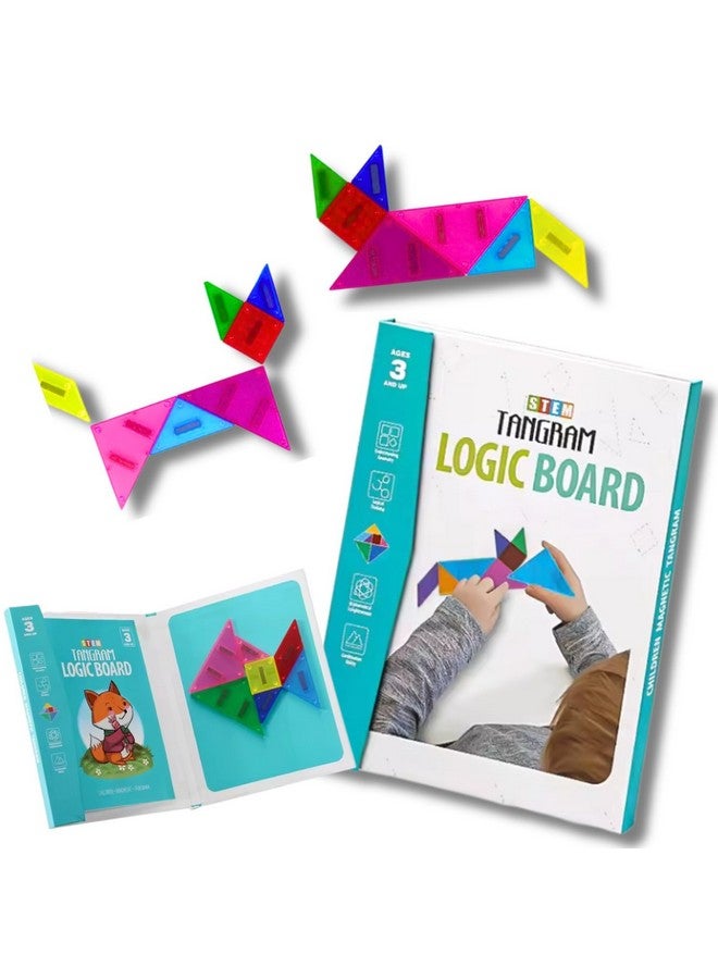 ArtCreativity Travel Tangram for Kids Ages 4-8 - Magnetic Tangram Puzzle Set with 7 Magnetic Tiles, Booklet with 96 Challenges, and Portable Book Cover - Travel-Friendly Road Trip Puzzles for Kids - Image 1