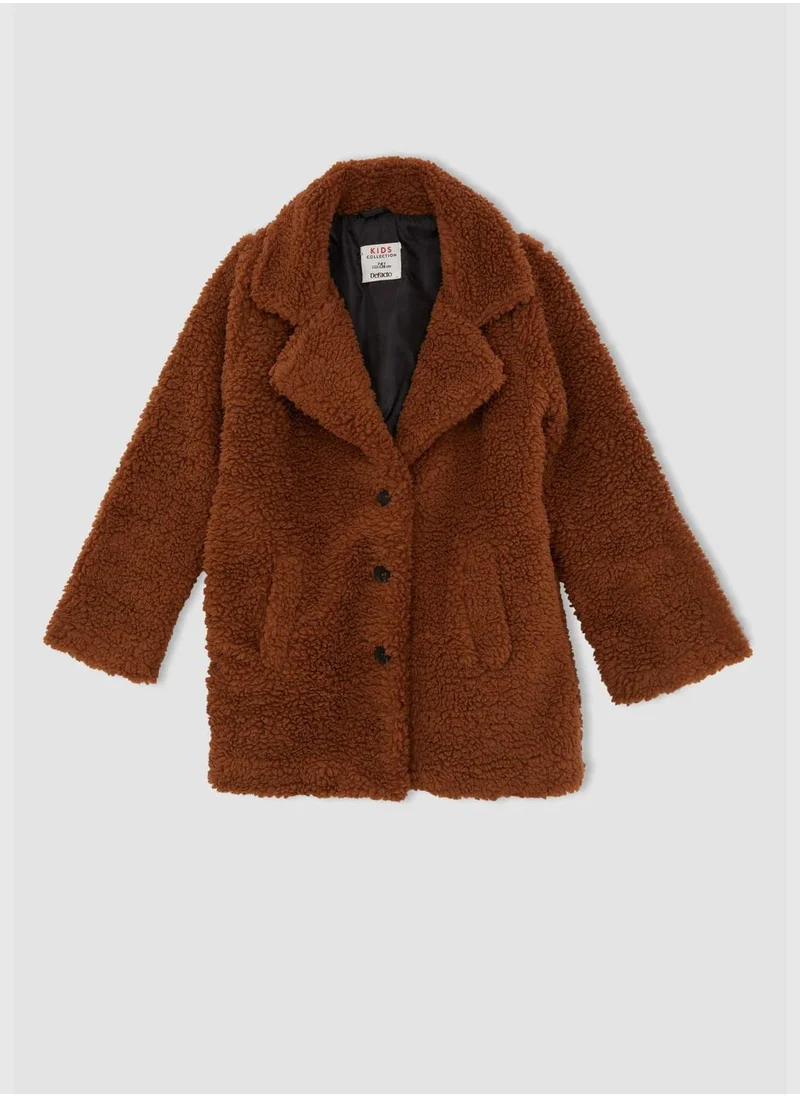 ديفاكتو Regular Fit Long Sleeve Teddy Coat