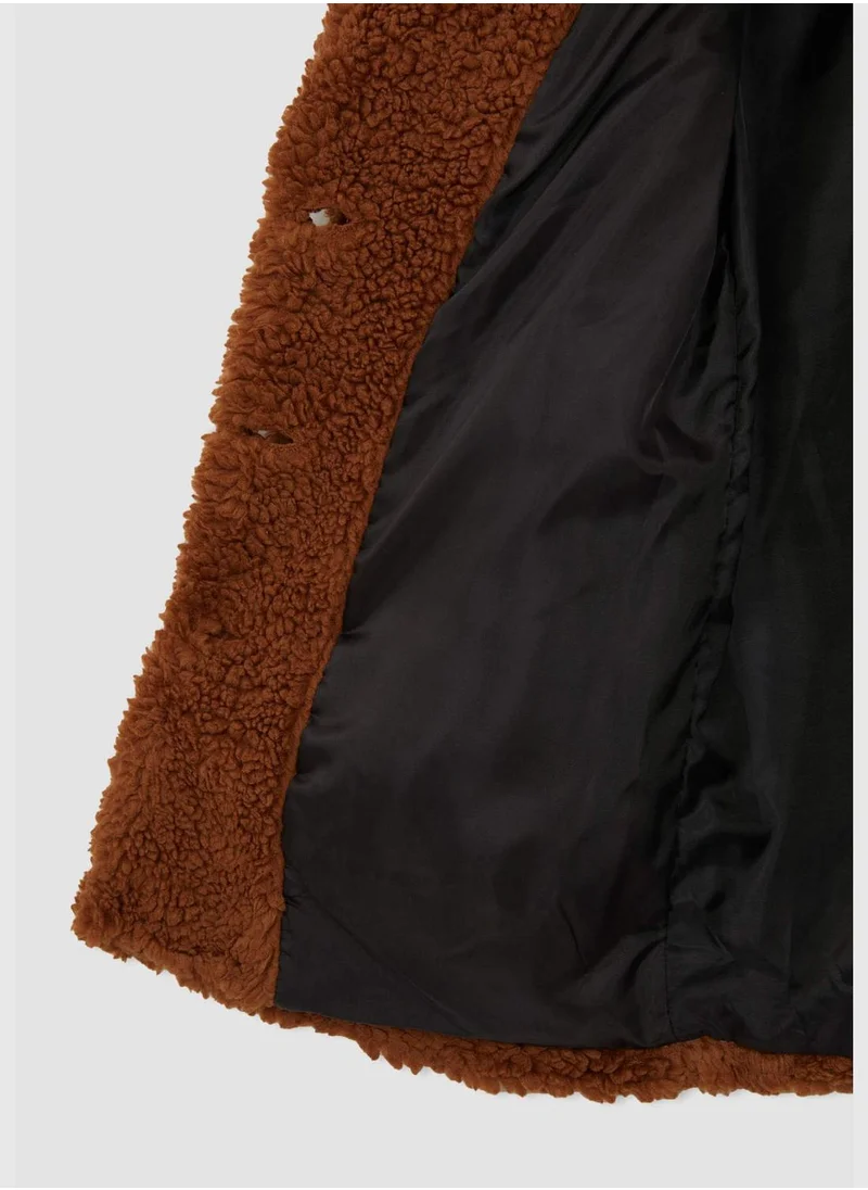 DeFacto Regular Fit Long Sleeve Teddy Coat