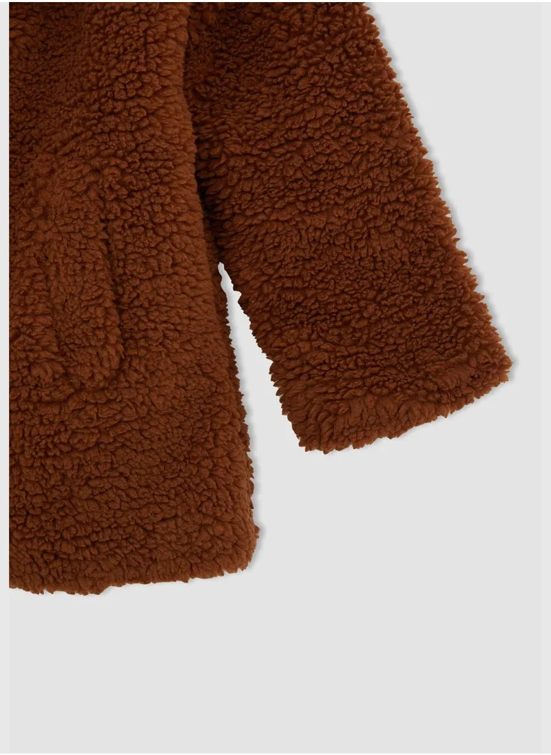DeFacto Regular Fit Long Sleeve Teddy Coat