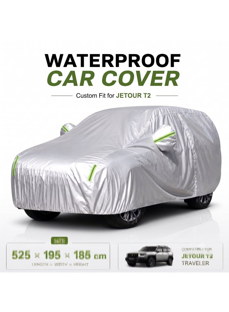 ZEESQUARE Waterproof Car Cover 210D Oxford Fabric | Heavy Duty Full Car Cover for SUV | UV Resistant, Windproof, Dustproof, Scratch Protection, Snow, Rain & Sun Shield with Side Zipper Door, All-Season Outdoor Cover - Image 1