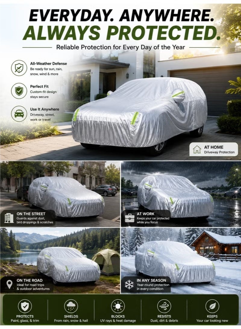 ZEESQUARE Waterproof Car Cover 210D Oxford Fabric | Heavy Duty Full Car Cover for SUV | UV Resistant, Windproof, Dustproof, Scratch Protection, Snow, Rain & Sun Shield with Side Zipper Door, All-Season Outdoor Cover - Image 3