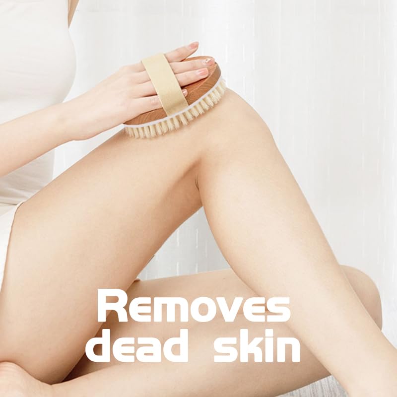 OHOO Bamboo Dry Body Brush Shower Brushing Removes Dry Skin with Massage Nodes Exfoliating Bath Brushes Body Scrubber - Image 5