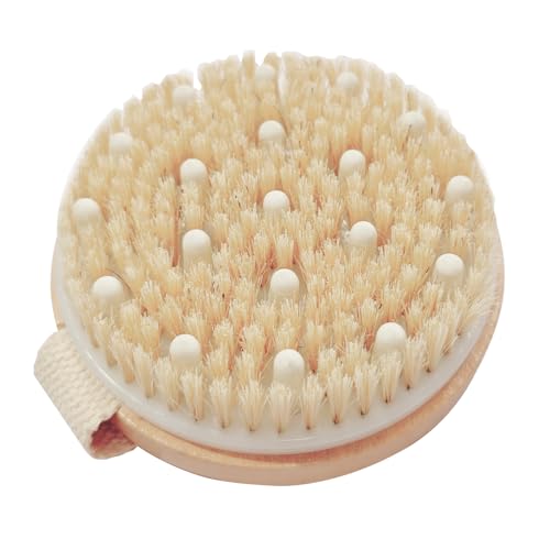 OHOO Bamboo Dry Body Brush Shower Brushing Removes Dry Skin with Massage Nodes Exfoliating Bath Brushes Body Scrubber - Image 1