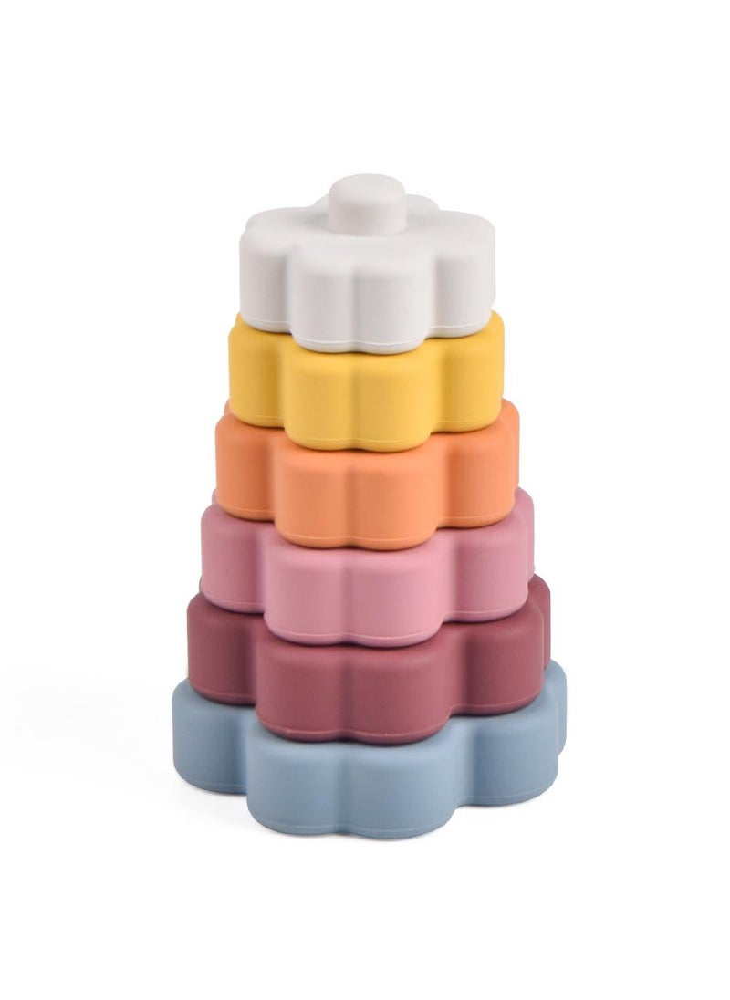 Children's early education toys, baby flower tower ferrules, silicone toys  - Image 1