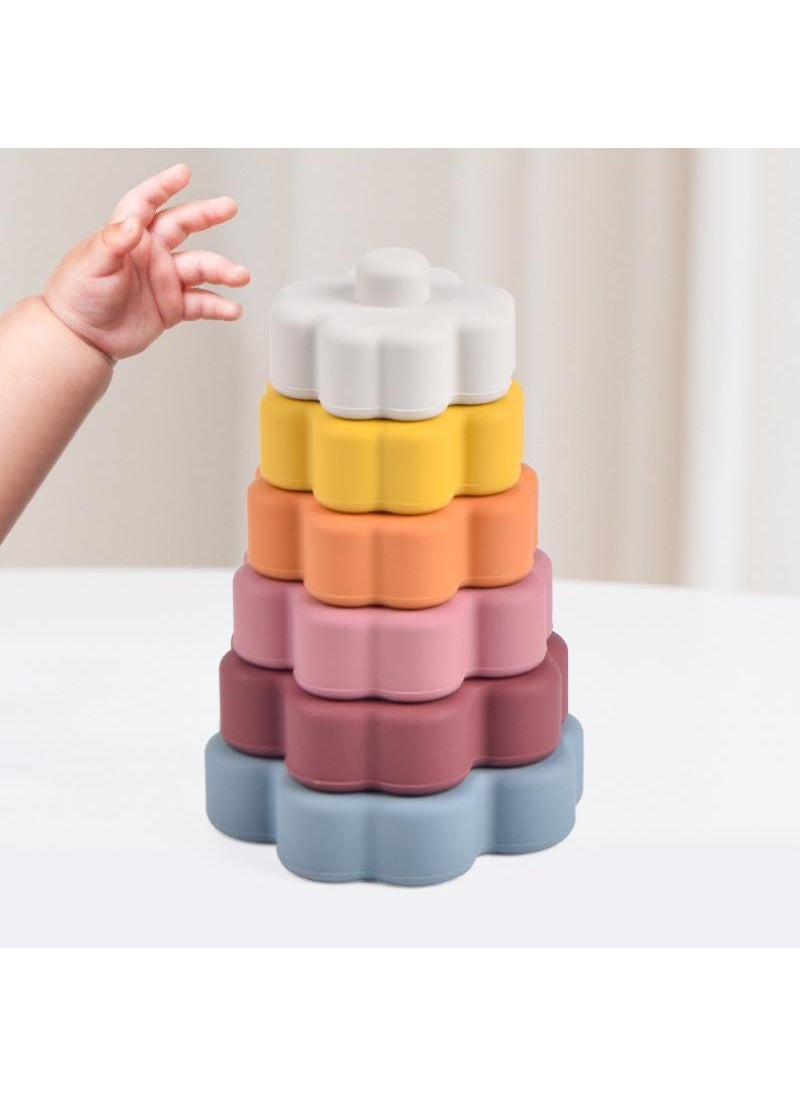 Children's early education toys, baby flower tower ferrules, silicone toys  - Image 3